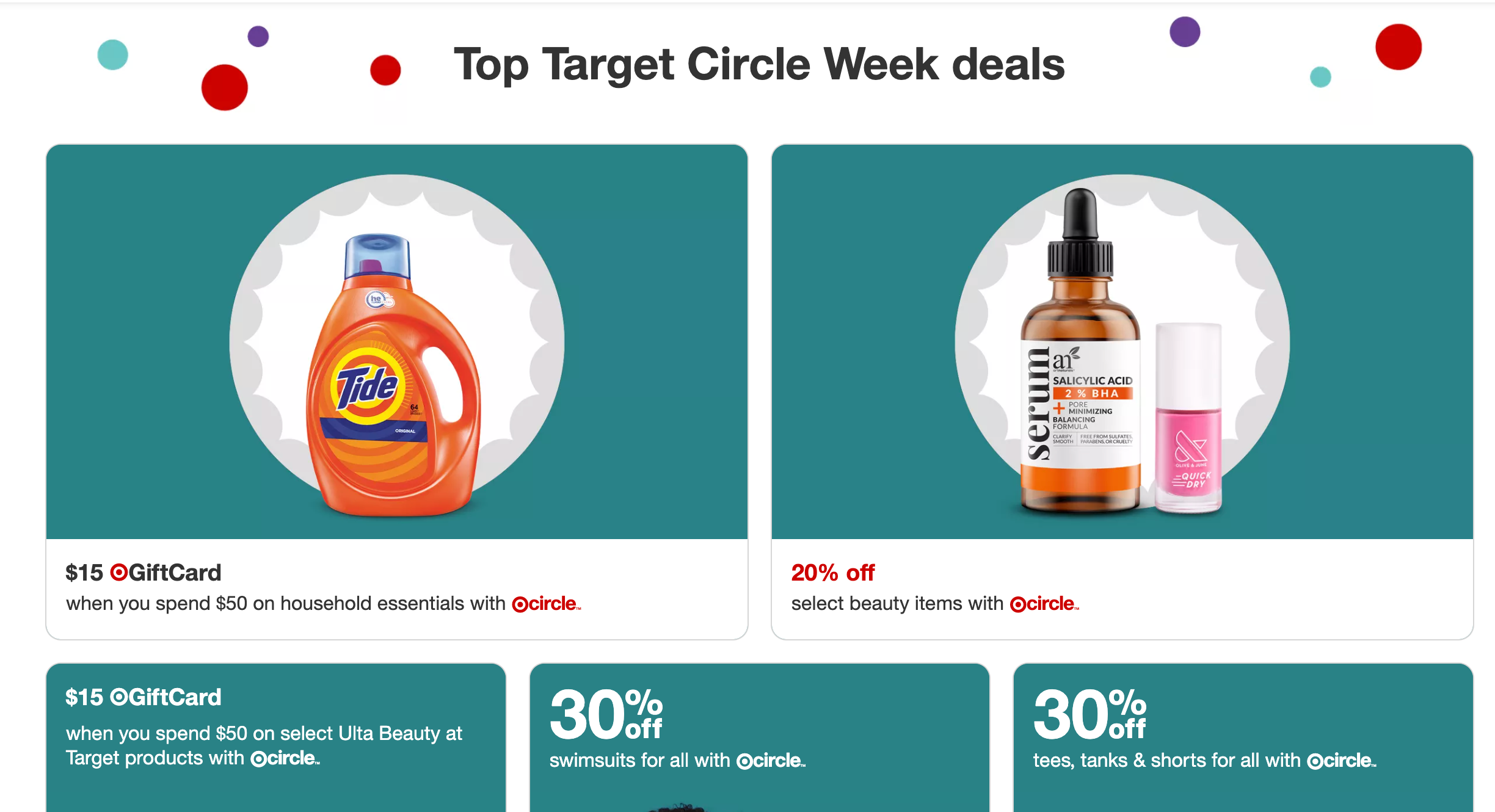 screenshot of Top Target Circle Week deals